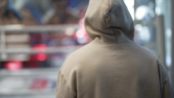 Boxeador Masculino Durante Entrenamiento Gimnasio Cámara Lenta — Vídeo de stock