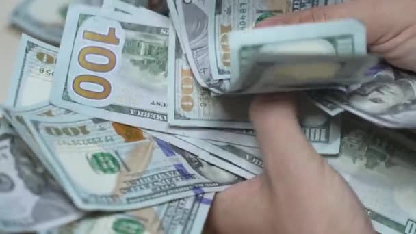 Käteinen Sadan Dollarin Setelit Hidastus — kuvapankkivideo