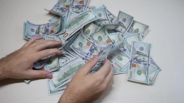 Cash Honderd Dollar Biljetten Slow Motion — Stockvideo