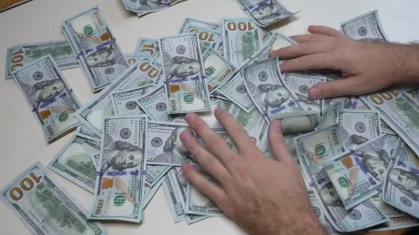 Dinheiro Notas Cem Dólares Câmera Lenta — Vídeo de Stock