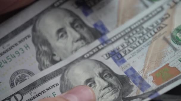 Efectivo Billetes Cien Dólares Cámara Lenta — Vídeo de stock