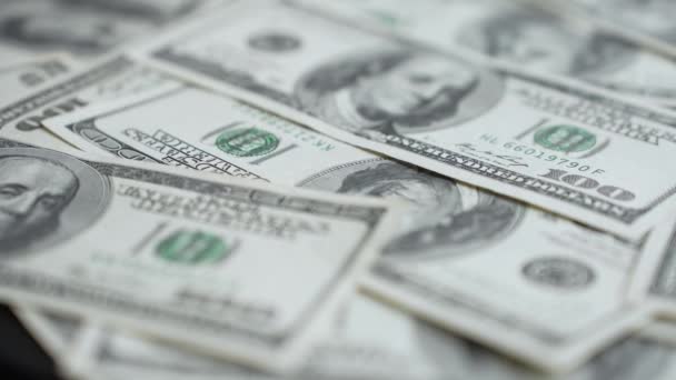 Készpénz 100 Dolláros Bankjegyek Lassított Felvétel — Stock videók