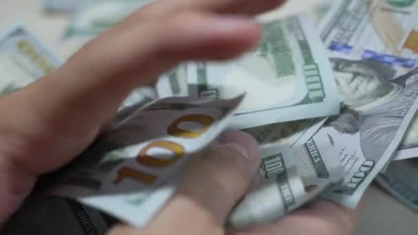 Hundra Dollarsedlar Usa Valuta Slow Motion — Stockvideo