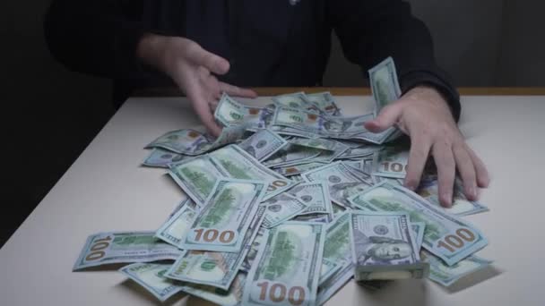 Honderd Dollarbiljetten Amerikaanse Valuta Slow Motion — Stockvideo