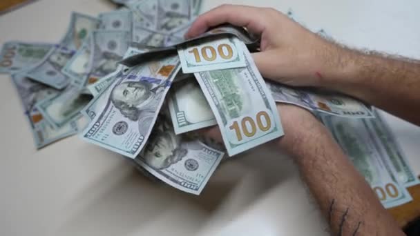 100美元钞票 美元货币 慢动作 — 图库视频影像