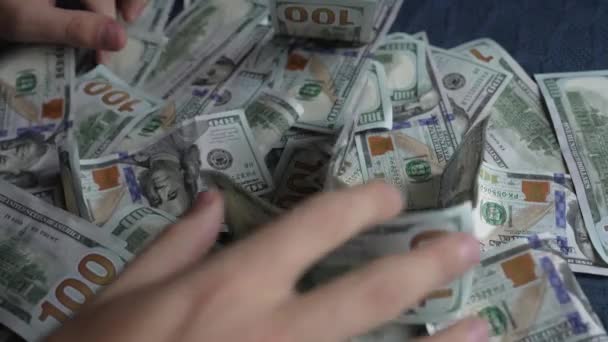 One Hundred Dollar Bills Usa Currency Slow Motion — Stock Video