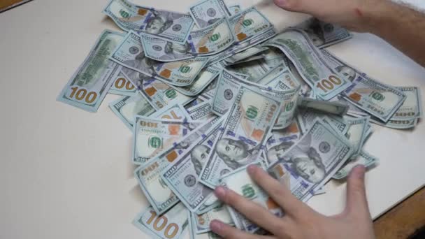 100美元钞票 美元货币 慢动作 — 图库视频影像