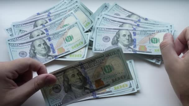 Billetes Cien Dólares Moneda Estadounidense Cámara Lenta — Vídeo de stock