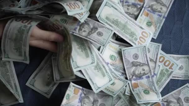 Honderd Dollarbiljetten Amerikaanse Valuta Slow Motion — Stockvideo