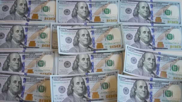 Hundert Dollar Scheine Währung Zeitlupe — Stockvideo