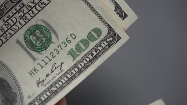 Billetes Cien Dólares Moneda Estadounidense Cámara Lenta — Vídeos de Stock