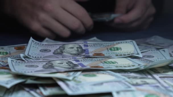 Száz Dolláros Bankjegyek Usa Valuta Lassított Felvétel — Stock videók