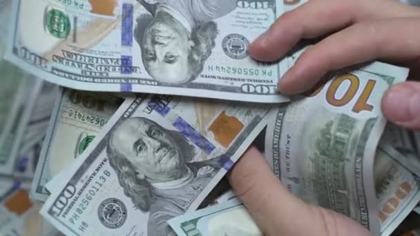 Filmik Spowolnionego Tempa Amerykańskiej Waluty Dolary — Wideo stockowe