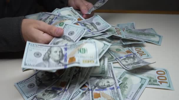 100 Dolarlık Banknotlar Abd Para Birimi Yavaş Çekim — Stok video