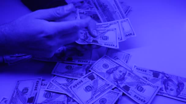 Hundert Dollar Scheine Währung Zeitlupe — Stockvideo