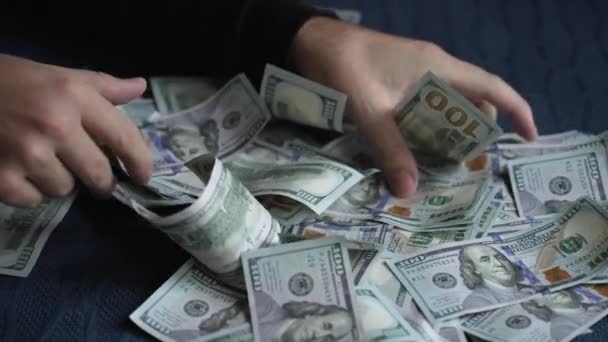 Száz Dolláros Bankjegyek Usa Valuta Lassított Felvétel — Stock videók