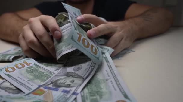 Billetes Cien Dólares Moneda Estadounidense Cámara Lenta — Vídeo de stock