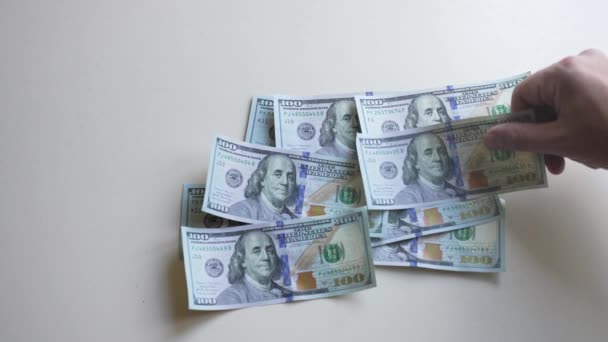 100 Dolarlık Banknotlar Abd Para Birimi Yavaş Çekim — Stok video
