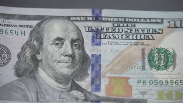 Billetes Cien Dólares Moneda Estadounidense Cámara Lenta — Vídeos de Stock