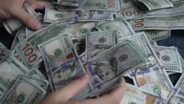 Деньги Стодолларовые Купюры Валюте Сша — стоковое видео