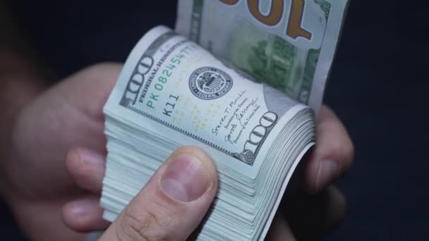 Гроші Сто Доларових Купюр Американської Валюти — стокове відео