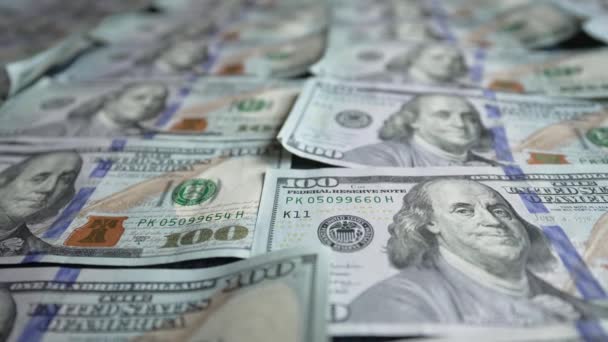 Pengar Hundra Dollarsedlar Amerikansk Valuta — Stockvideo