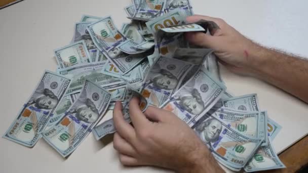 Dinheiro Notas Cem Dólares Moeda Dos Eua — Vídeo de Stock