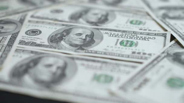Valuta Usa Primo Piano Banconote Cento Dollari Rallentatore — Video Stock