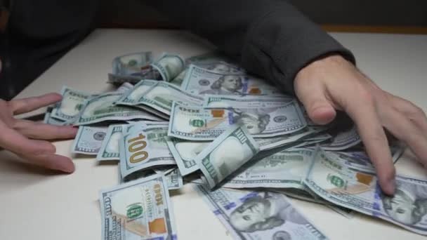 Valuta Usa Primo Piano Banconote Cento Dollari Rallentatore — Video Stock