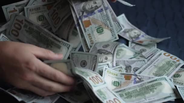 Amerikai Pénznem 100 Dolláros Bankjegyek Közelítése Lassított Felvétel — Stock videók