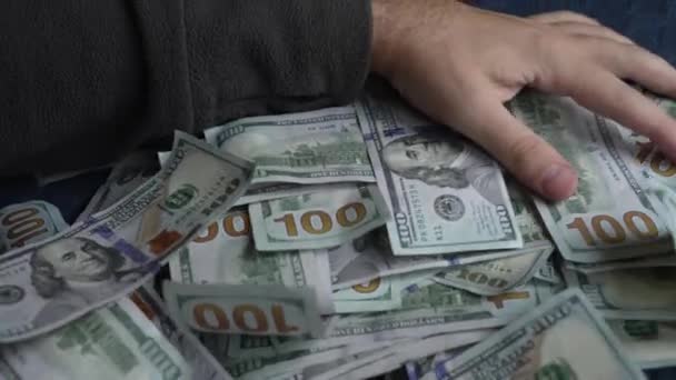 Currency Close Hundred Dollar Bills Slow Motion — Stock Video