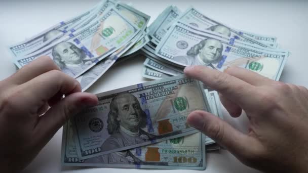 Hundert Dollar Scheine Währung Der Usa — Stockvideo