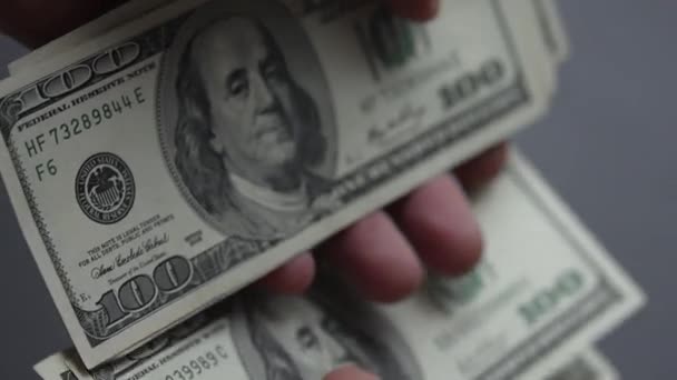 Detailní Záběr Americké Měny Stodolarové Bankovky — Stock video