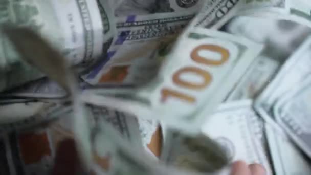 アメリカの通貨の閉鎖 100ドル紙幣 — ストック動画