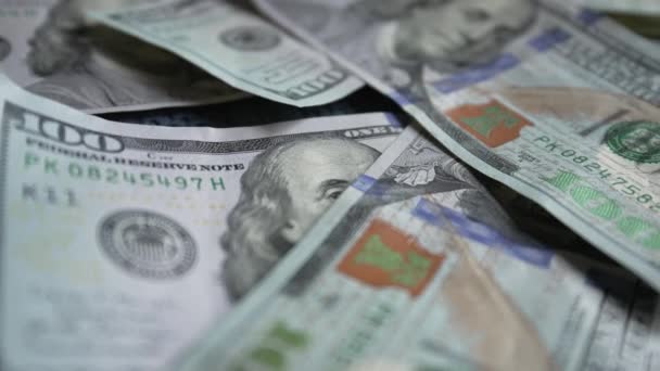 Close Monedei Americane Bancnote Sute Dolari — Videoclip de stoc
