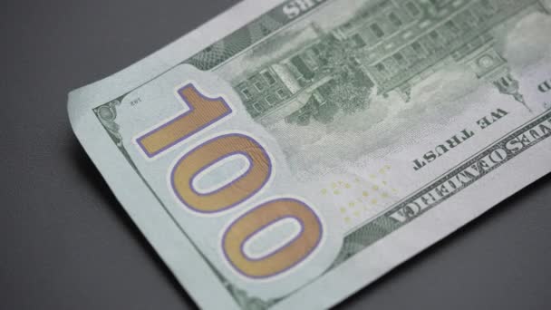 Primo Piano Della Valuta Americana Banconote Cento Dollari — Video Stock