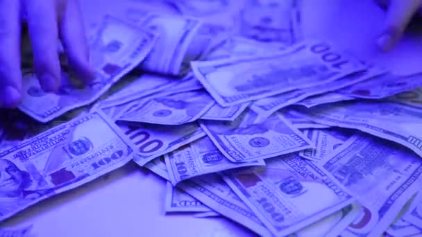 Geld Honderd Dollarbiljetten Van Amerikaanse Valuta — Stockvideo
