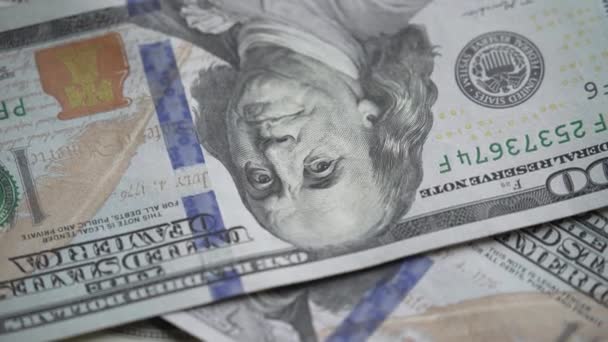 Peníze Stodolarové Bankovky Americké Měně — Stock video