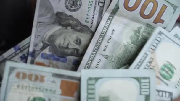 Moneda Estadounidense Primer Plano Los Billetes Cien Dólares — Vídeo de stock
