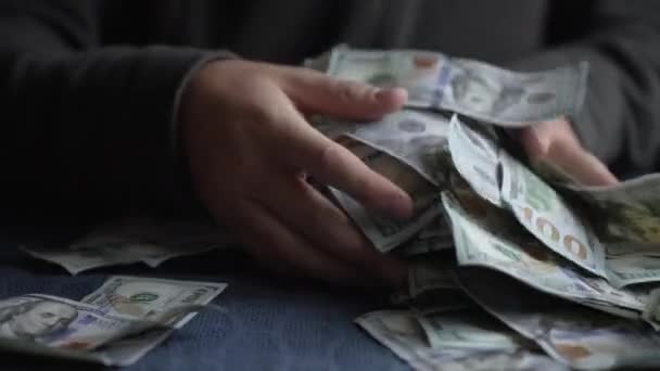 Valuta Närbild Hundra Dollarsedlar — Stockvideo