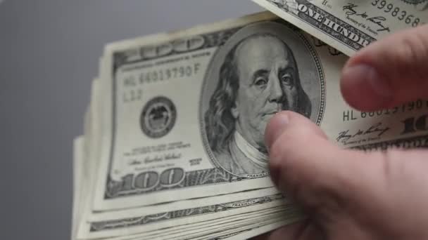 Valuta Usa Primo Piano Delle Banconote Cento Dollari — Video Stock