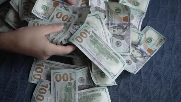 Contanti Banconote Cento Dollari Rallentatore — Video Stock