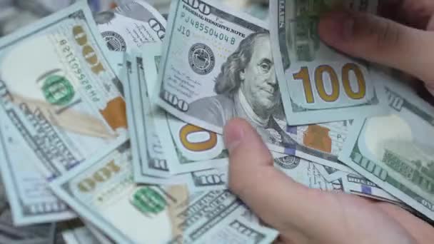 Contanti Banconote Cento Dollari Rallentatore — Video Stock