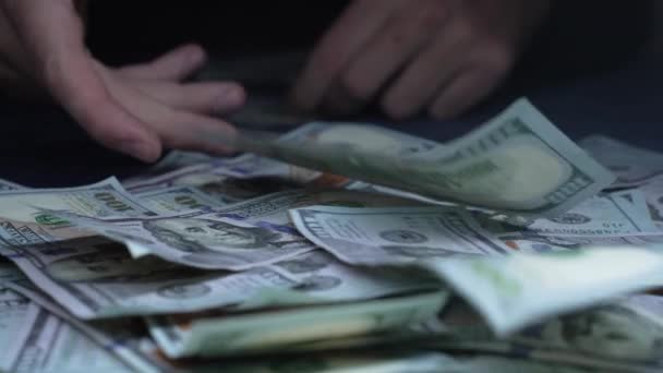 Cash Hundred Dollar Bills Slow Motion — Stock Video