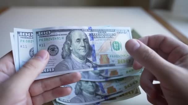 Efectivo Billetes Cien Dólares Cámara Lenta — Vídeo de stock
