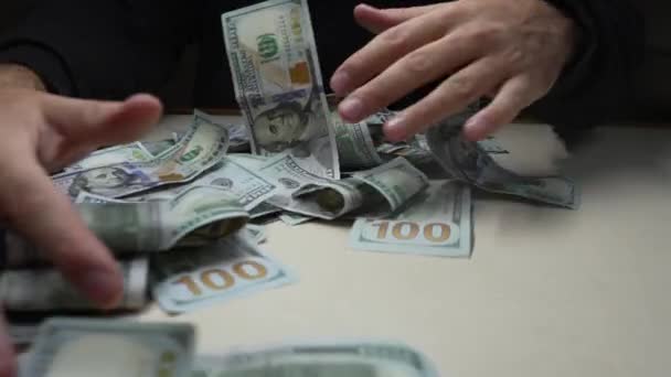 Amerikansk Valuta Nærbilde Hundre Dollarregninger – stockvideo