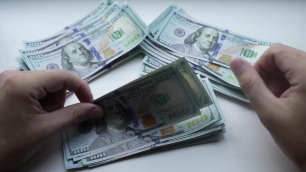 Moneda Estadounidense Primer Plano Los Billetes Cien Dólares — Vídeo de stock