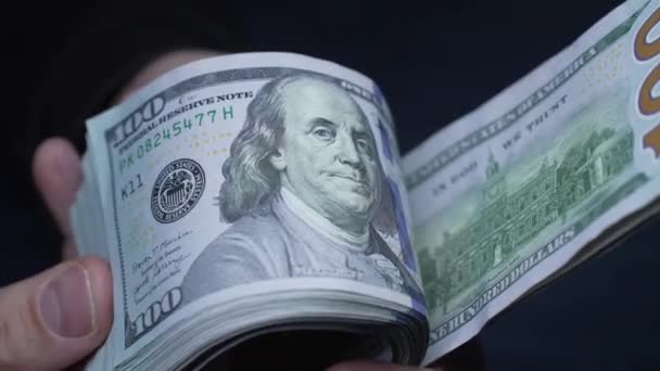 Moneda Estadounidense Primer Plano Los Billetes Cien Dólares — Vídeos de Stock