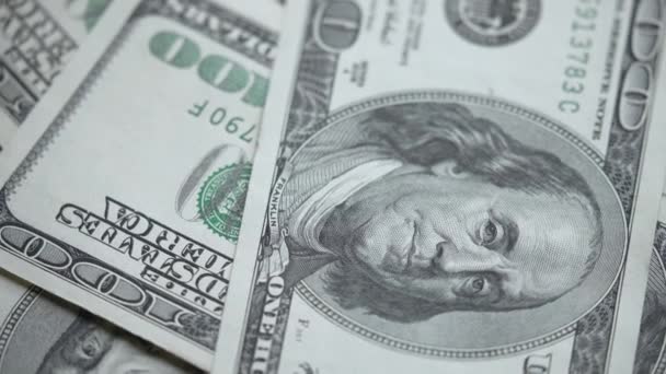 Abd Para Birimi 100 Dolarlık Banknotlara Yakın Çekim — Stok video