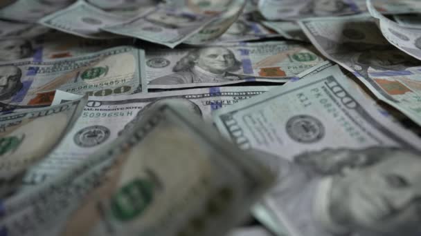 Yhdysvaltain Valuutta Lähikuva Sadan Dollarin Seteleitä — kuvapankkivideo